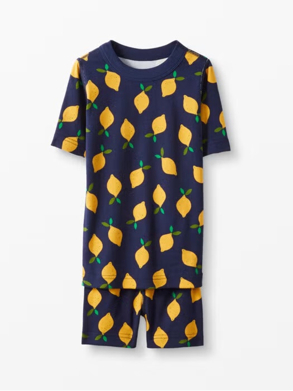Janie and Jack Navy and Yellow Lemon Short-Sleeve Short John Pajama Set